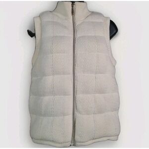 Joie Knit Puffer Vest Size Small Full Zip Creme Pockets Winter Quiet Luxury
